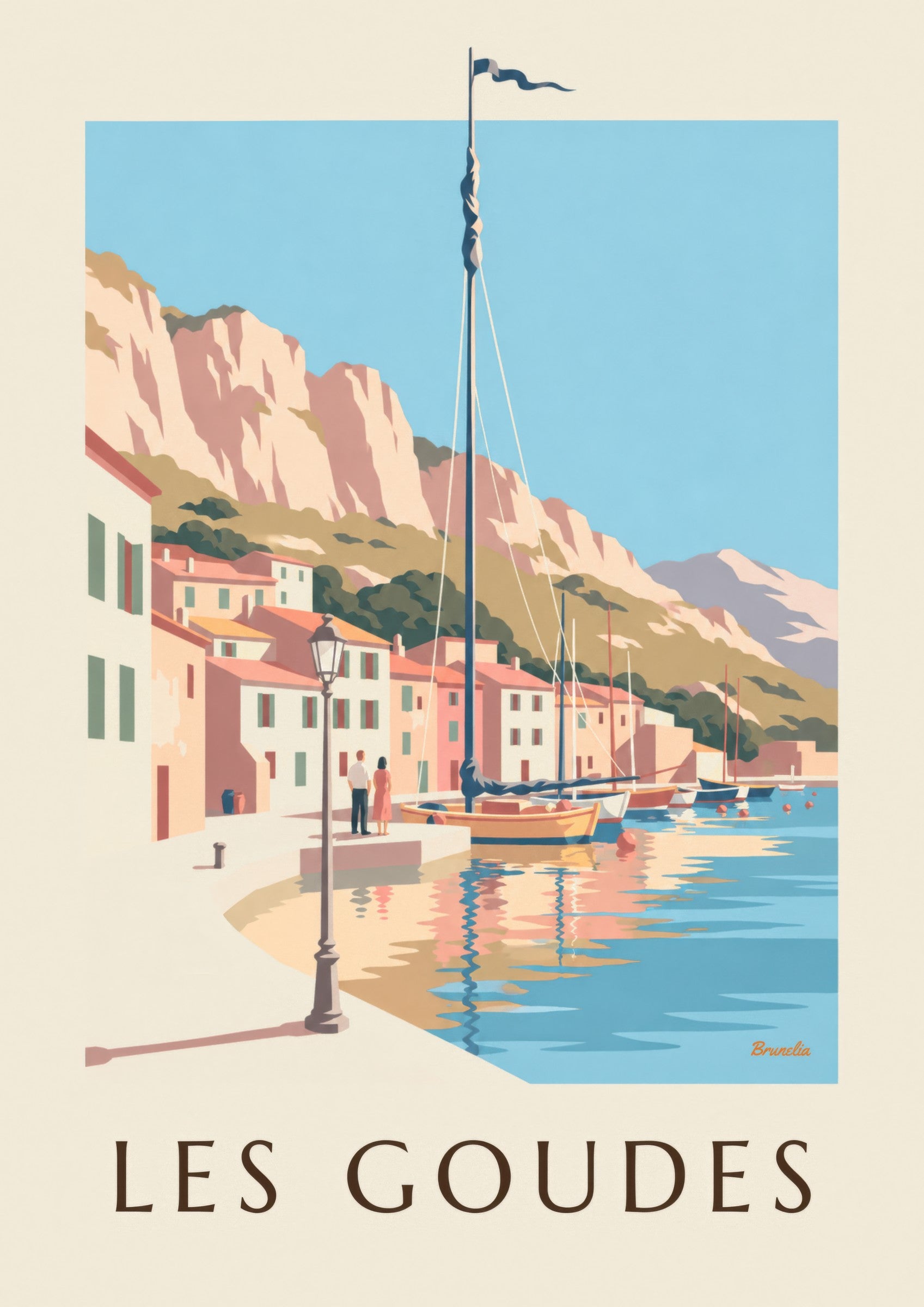 Affiche port des Goudes au coucher du soleil: nærbillede af detalje