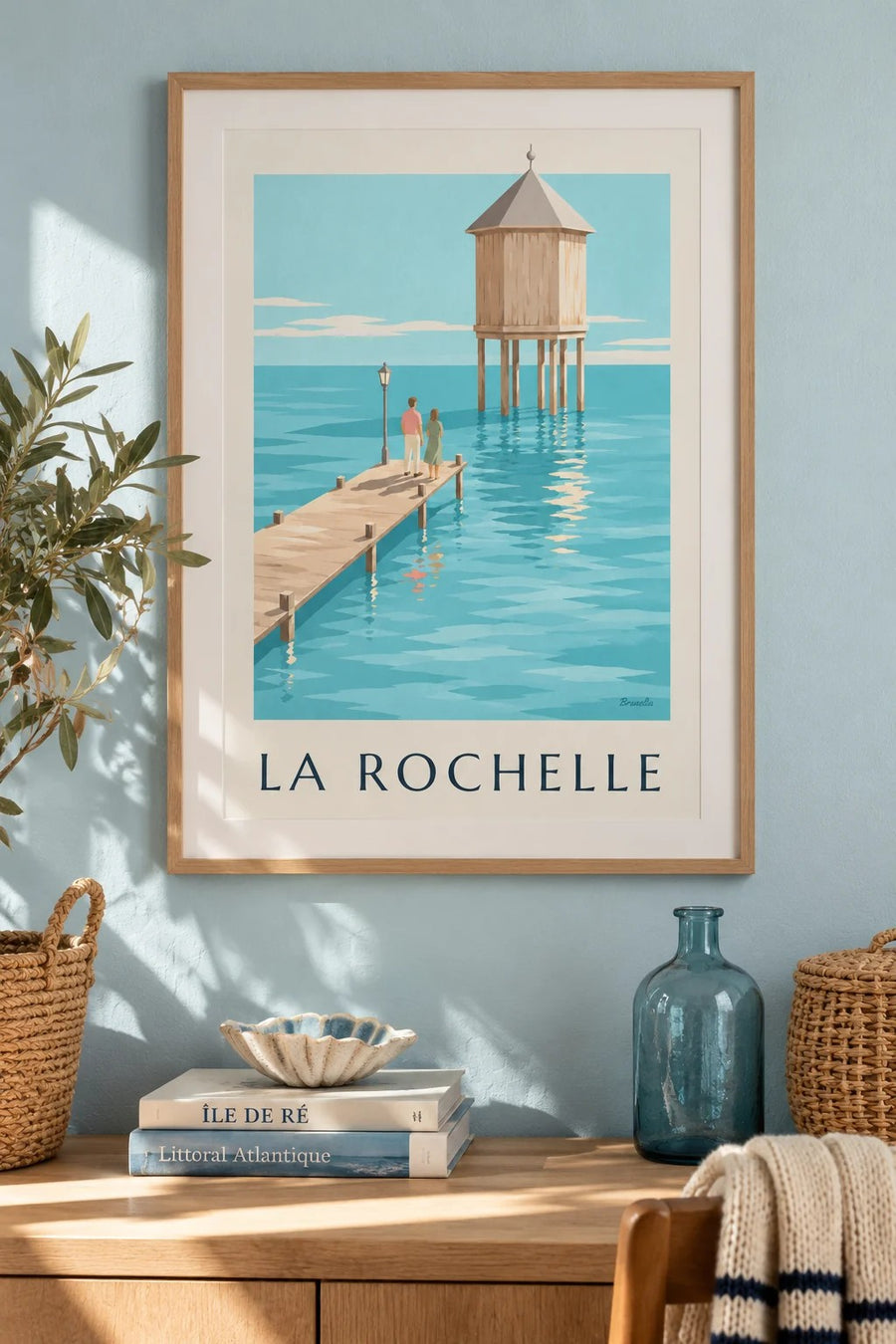 Plakat med fyret ved Bout du Monde i La Rochelle : indrammet på væggen