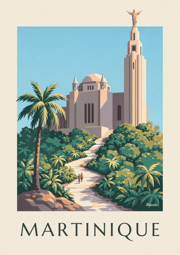 Plakat med Martinique og Sacré-Cœur-kirken i Balata