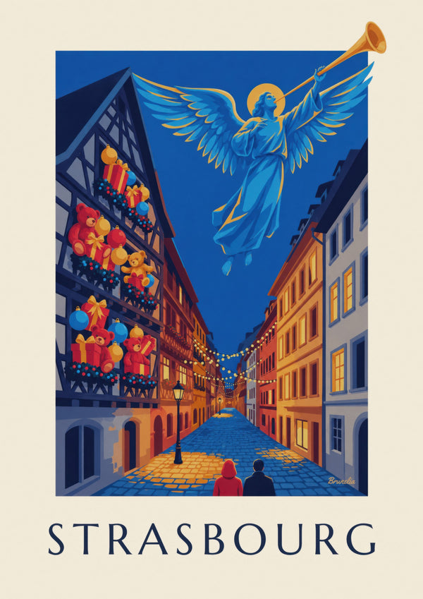 Affiche Strasbourg à Noël, ange lumineux