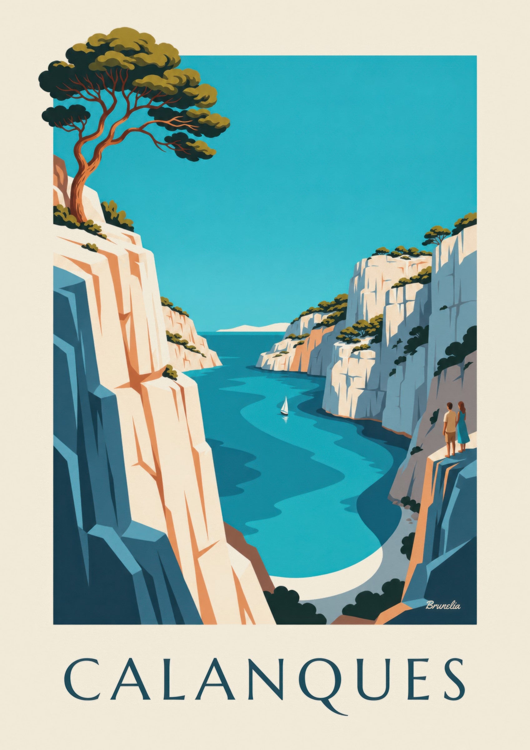 Affiche calanque d'En-Vau à Marseille: nærbillede af detalje