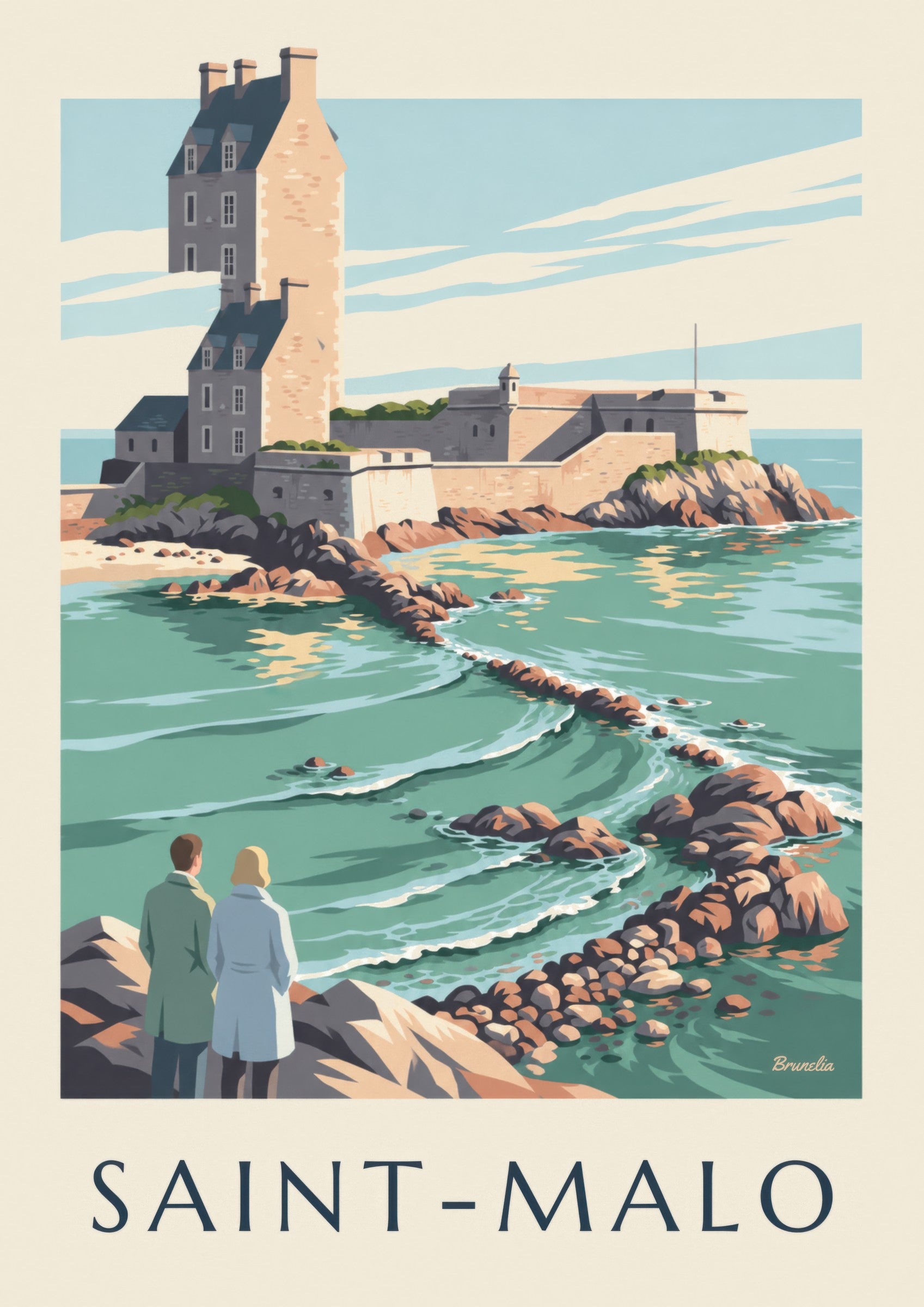 Affiche Fort National de Saint-Malo à marée haute: nærbillede af detalje