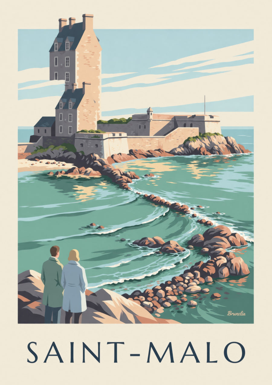 Affiche Fort National de Saint-Malo à marée haute