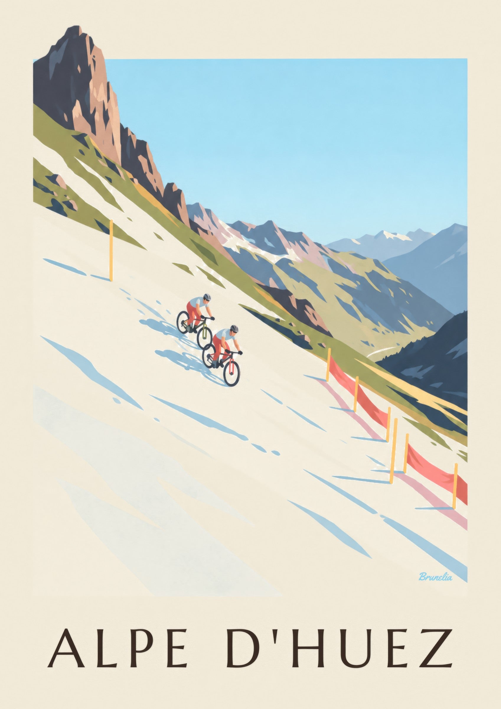 Plakat af Alpe d'Huez, mountainbiking i sneen: nærbillede af detalje