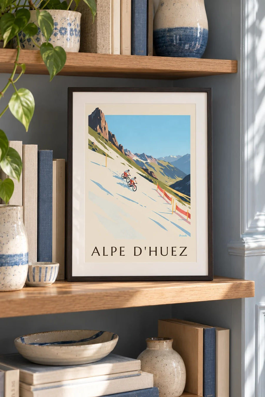 Plakat af Alpe d'Huez, mountainbiking i sneen : lille A4-format i ramme
