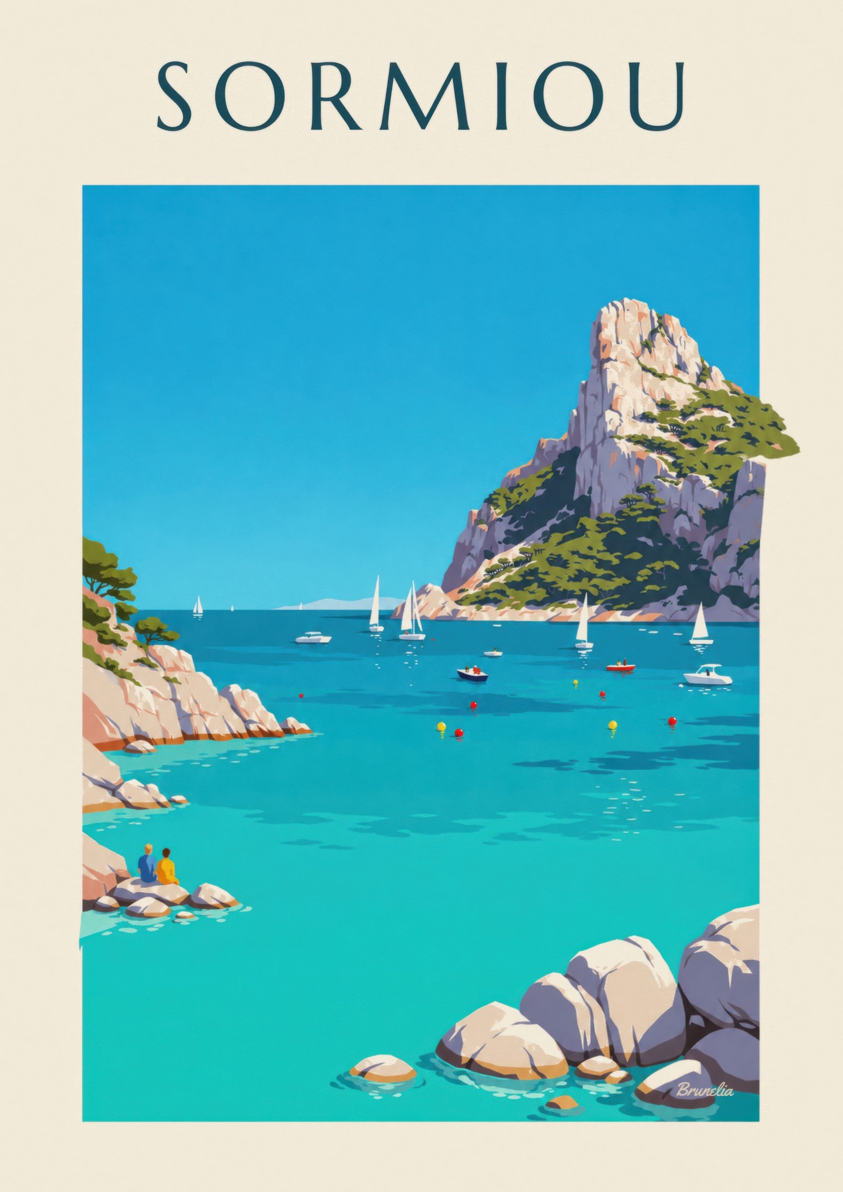Affiche calanque de Sormiou à Marseille: nærbillede af detalje