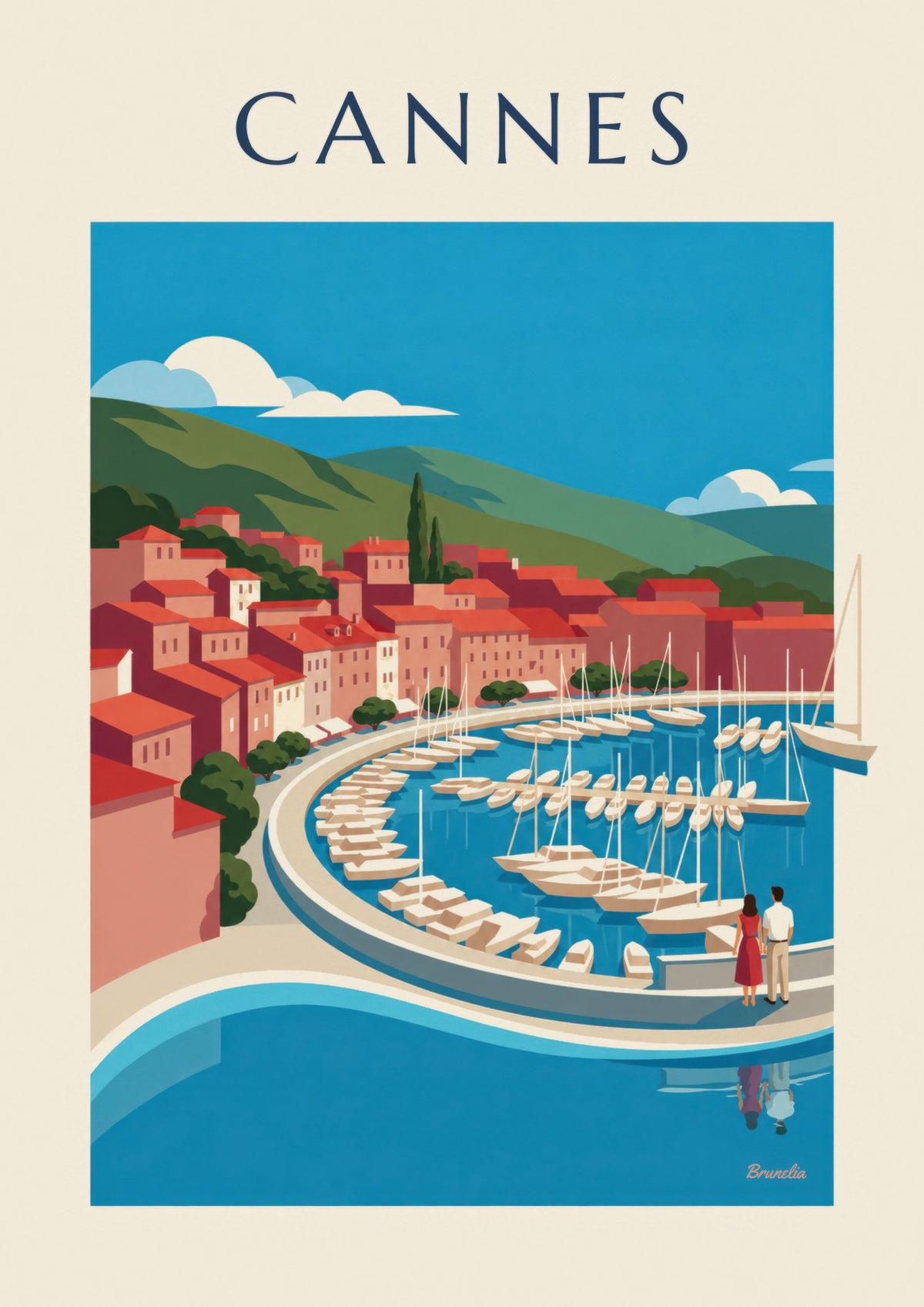 Affiche baie de Cannes vue du Suquet