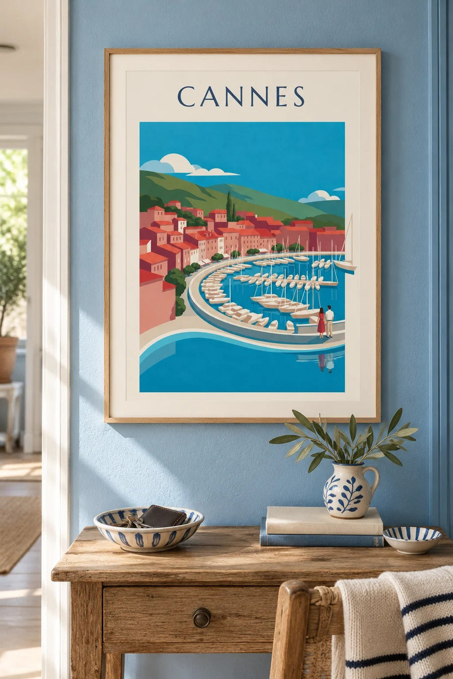 Affiche baie de Cannes vue du Suquet : encadrée au mur