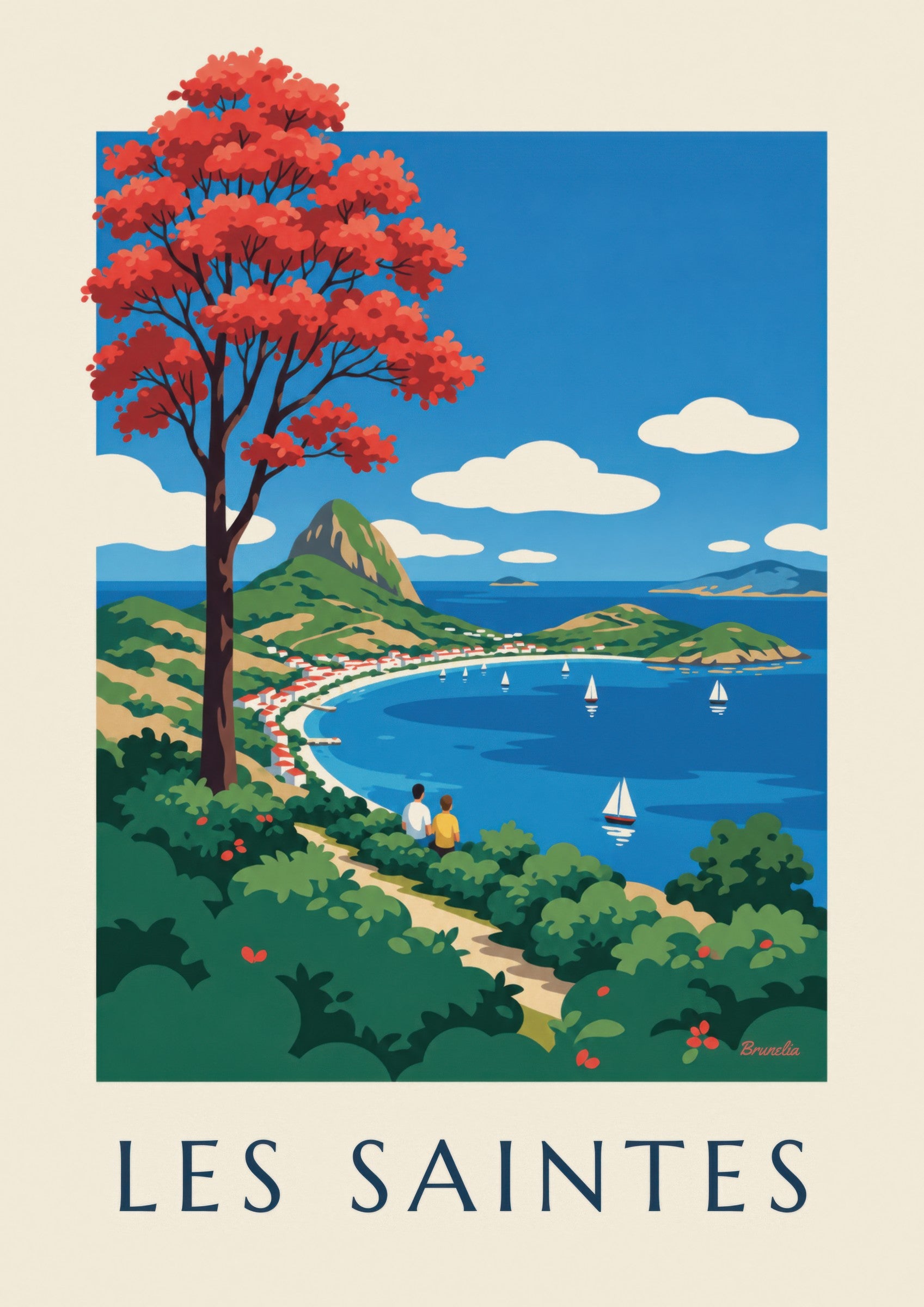 Affiche Guadeloupe, baie des Saintes à Terre-de-Haut: nærbillede af detalje