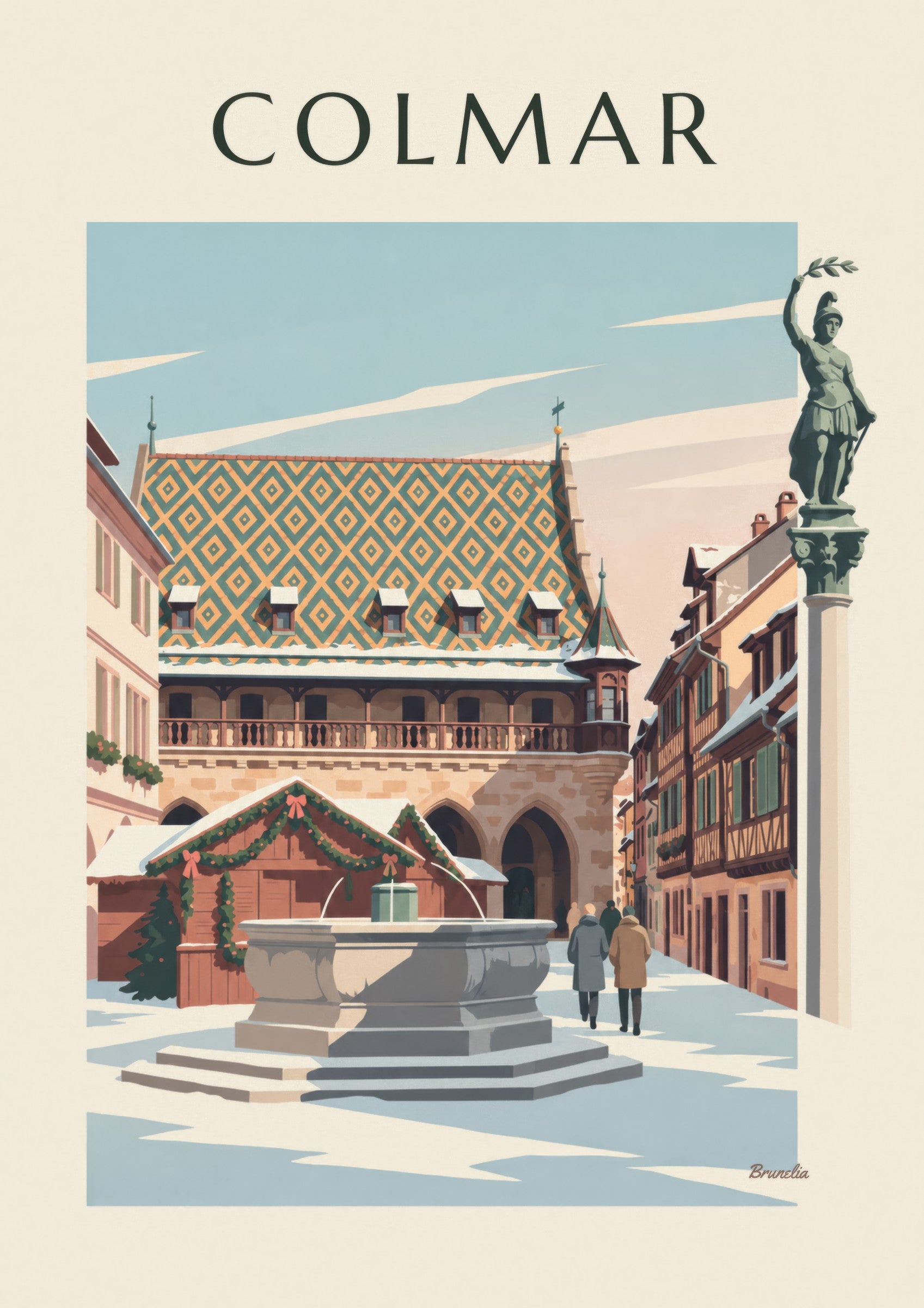Affiche fontaine Schwendi et Koïfhus à Colmar: nærbillede af detalje