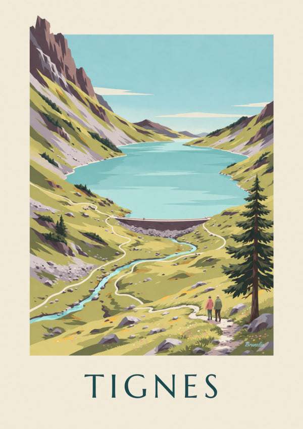 Plakat Tignes, den turkise Sassière-sø