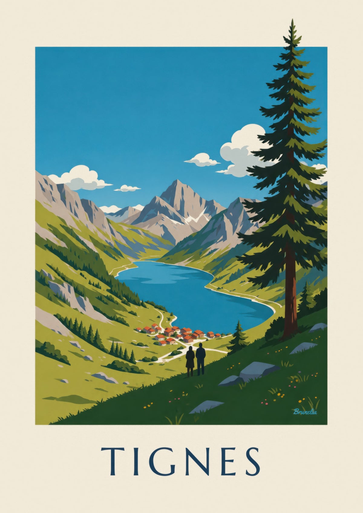 Affiche Tignes, lac du Chevril bleu profond