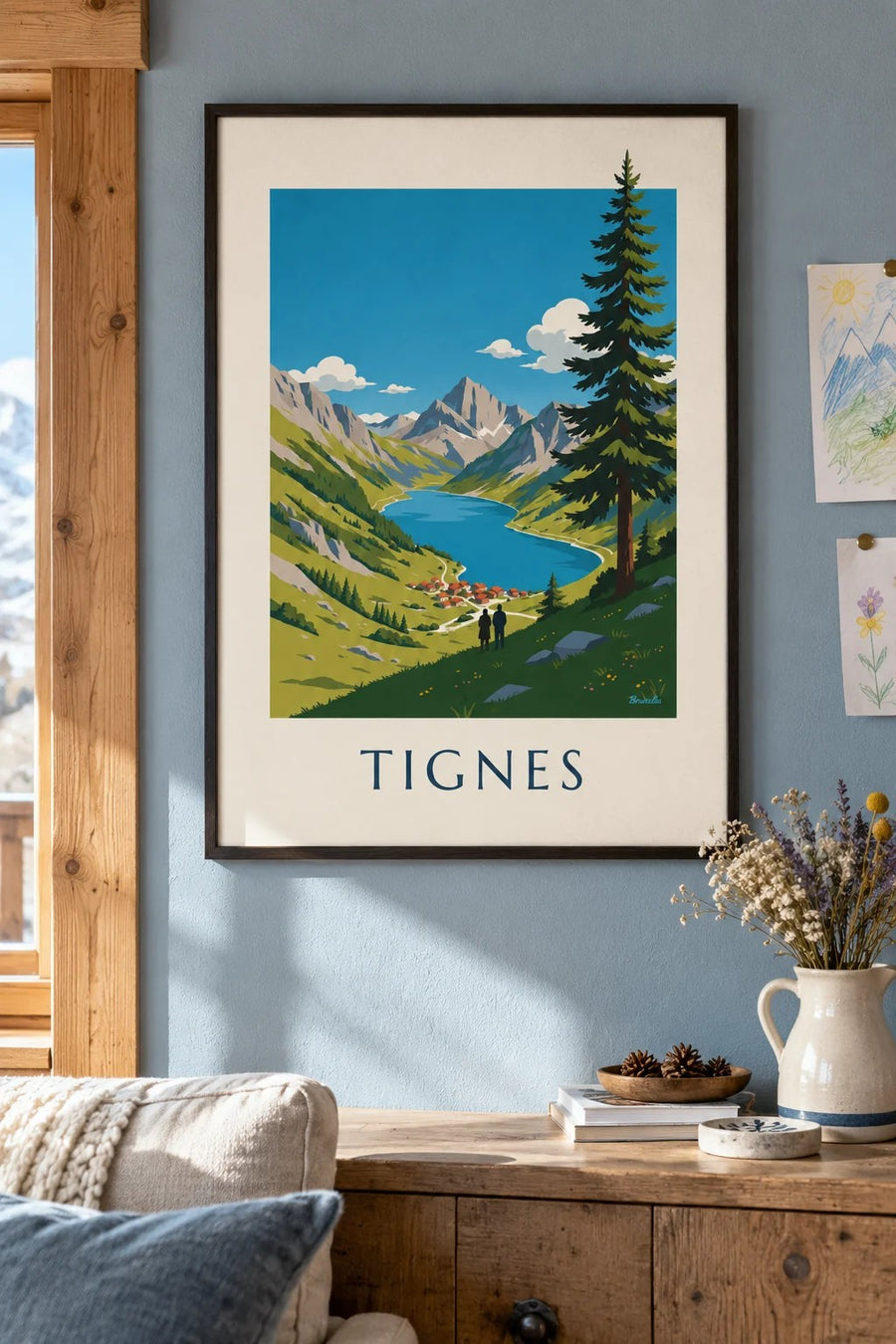 Affiche Tignes, lac du Chevril bleu profond : encadrée au mur