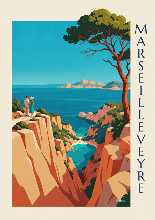 Affiche calanque de Marseilleveyre et îles de Riou
