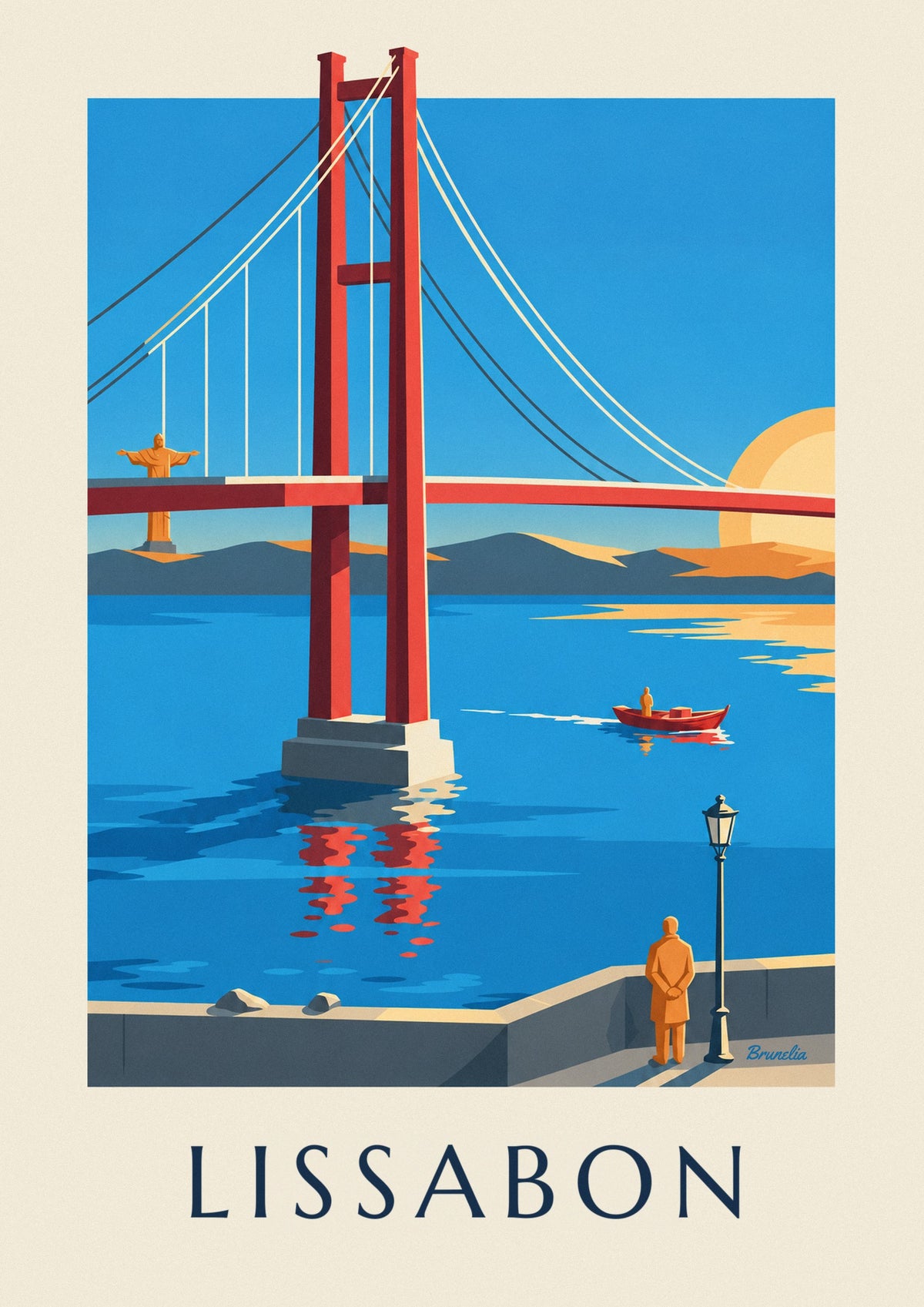 Plakat med 25 de Abril-broen over Tejo i Lissabon