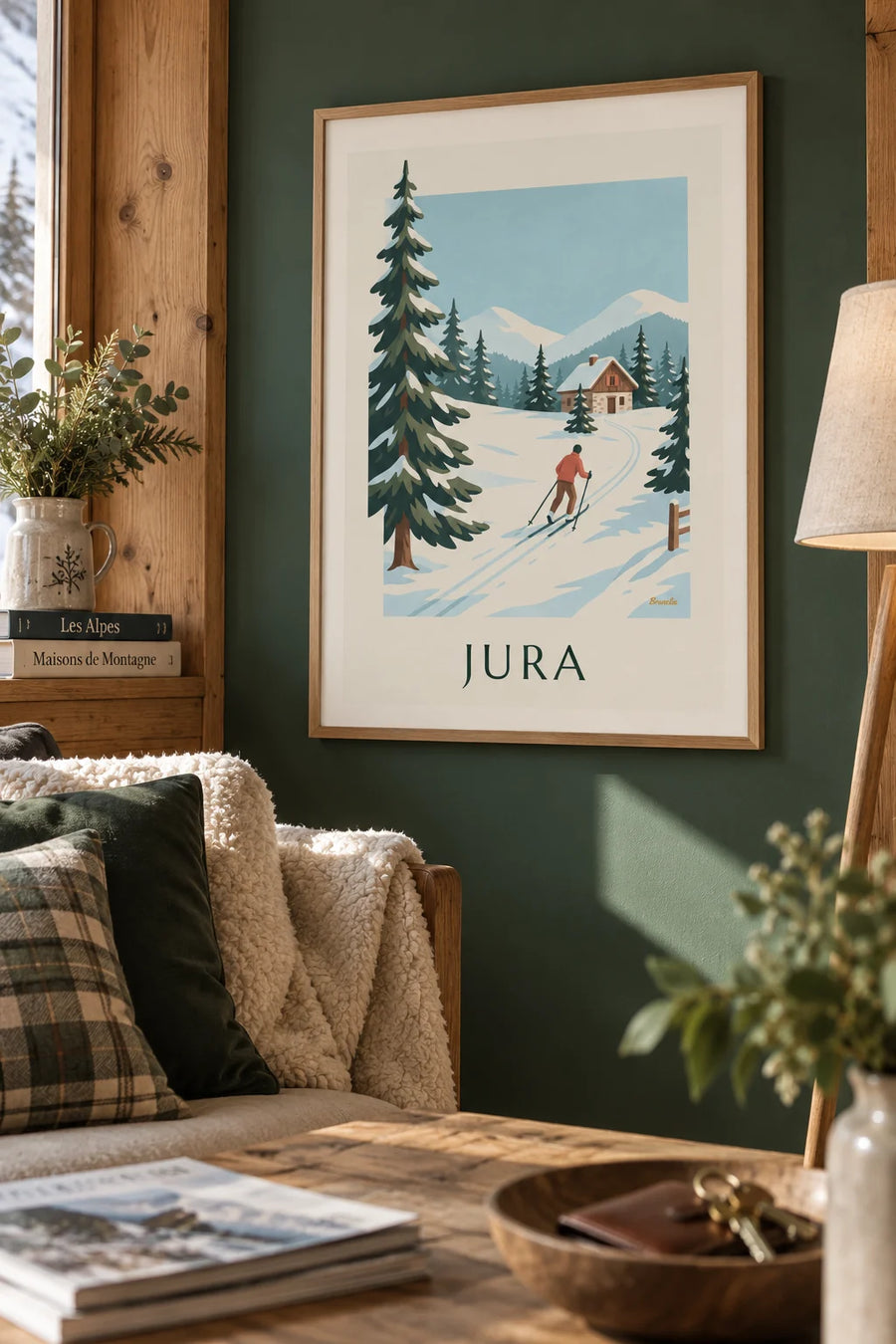 Poster of cross-country skiing through the fir forests of the Jura: framed on the wall