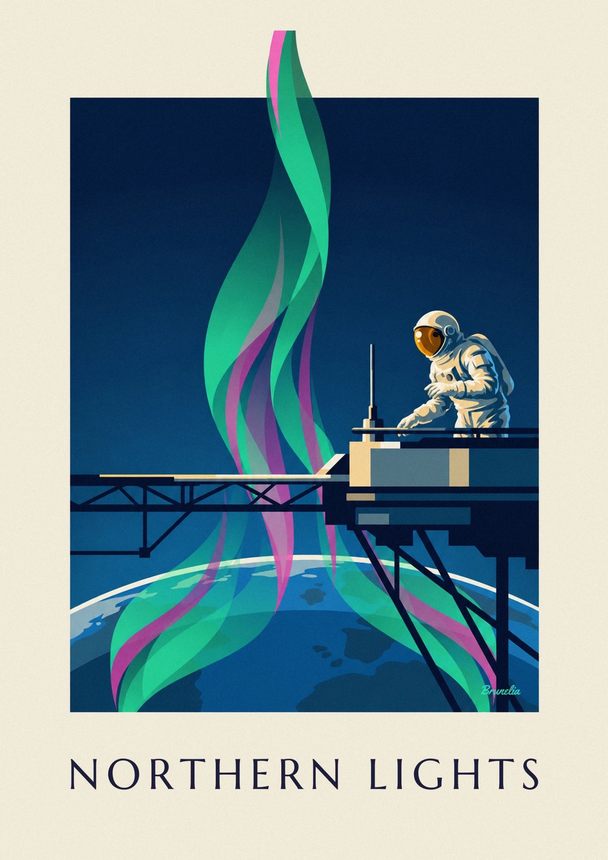 Northern lights seen from space by an astronaut poster
