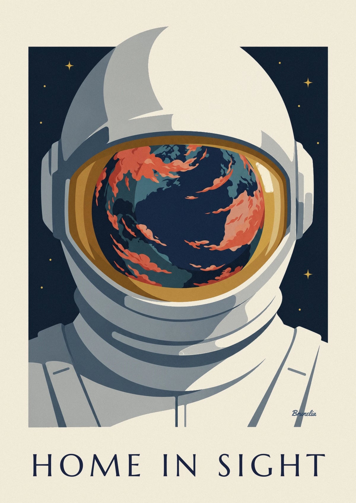 Affiche reflet de la Terre dans le casque d'un astronaute