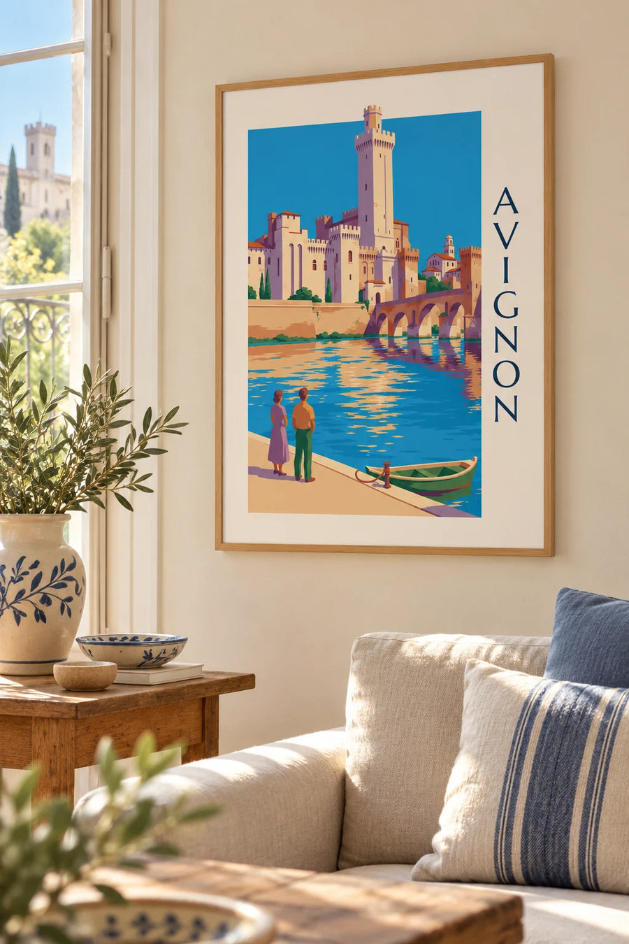 Affiche pont Saint-Bénézet et palais des Papes à Avignon : encadrée au mur