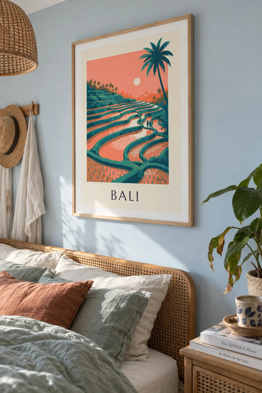 Affiche rizières en terrasses de Bali au coucher du soleil : encadrée au mur