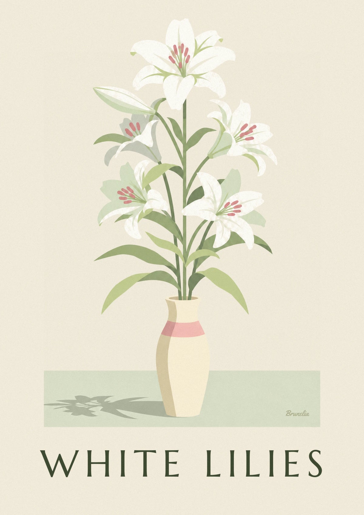 White lilies bouquet in a large vase poster