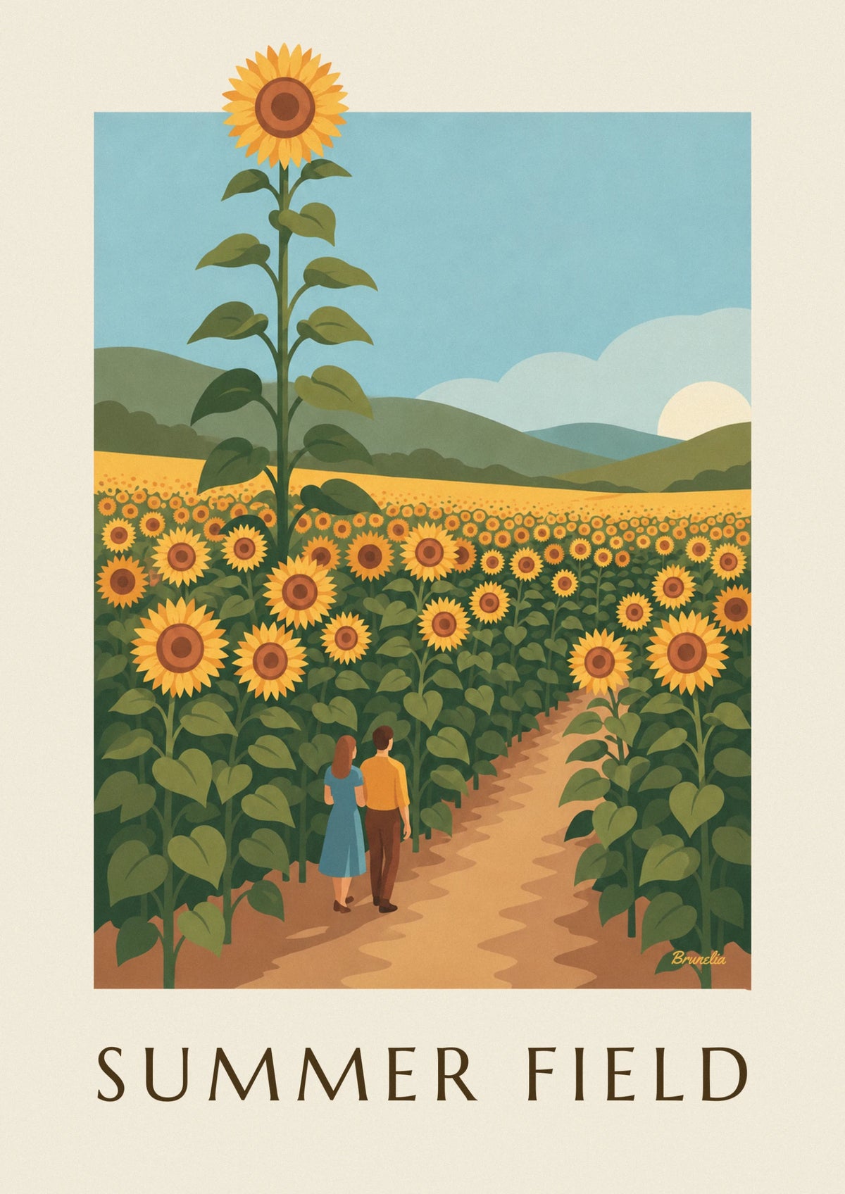 Sunflower field in summer sun poster