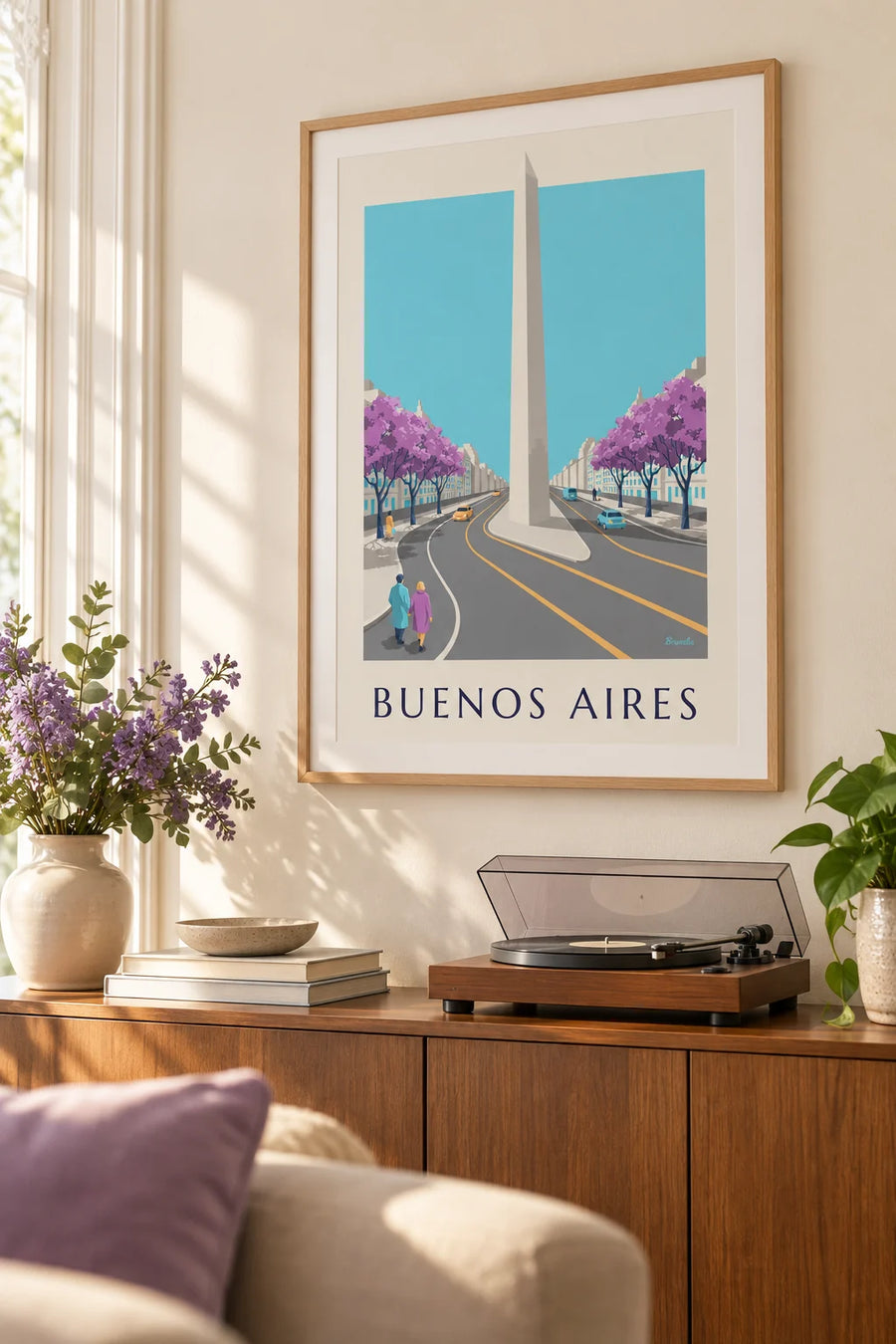 Plakat med obelisken på Avenida 9 de Julio i Buenos Aires: indrammet på væggen