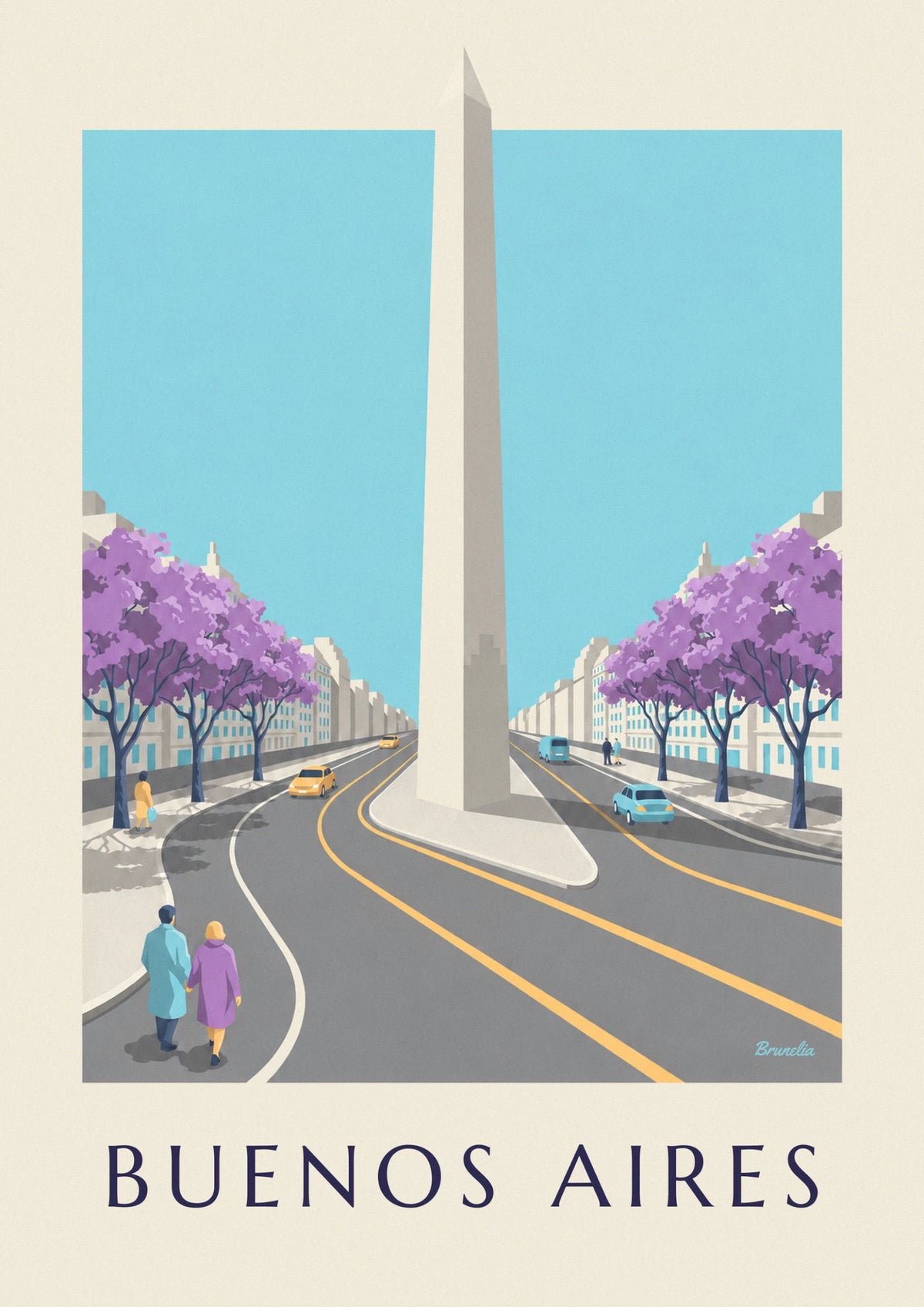 Obelisk on 9 de Julio Avenue in Buenos Aires poster