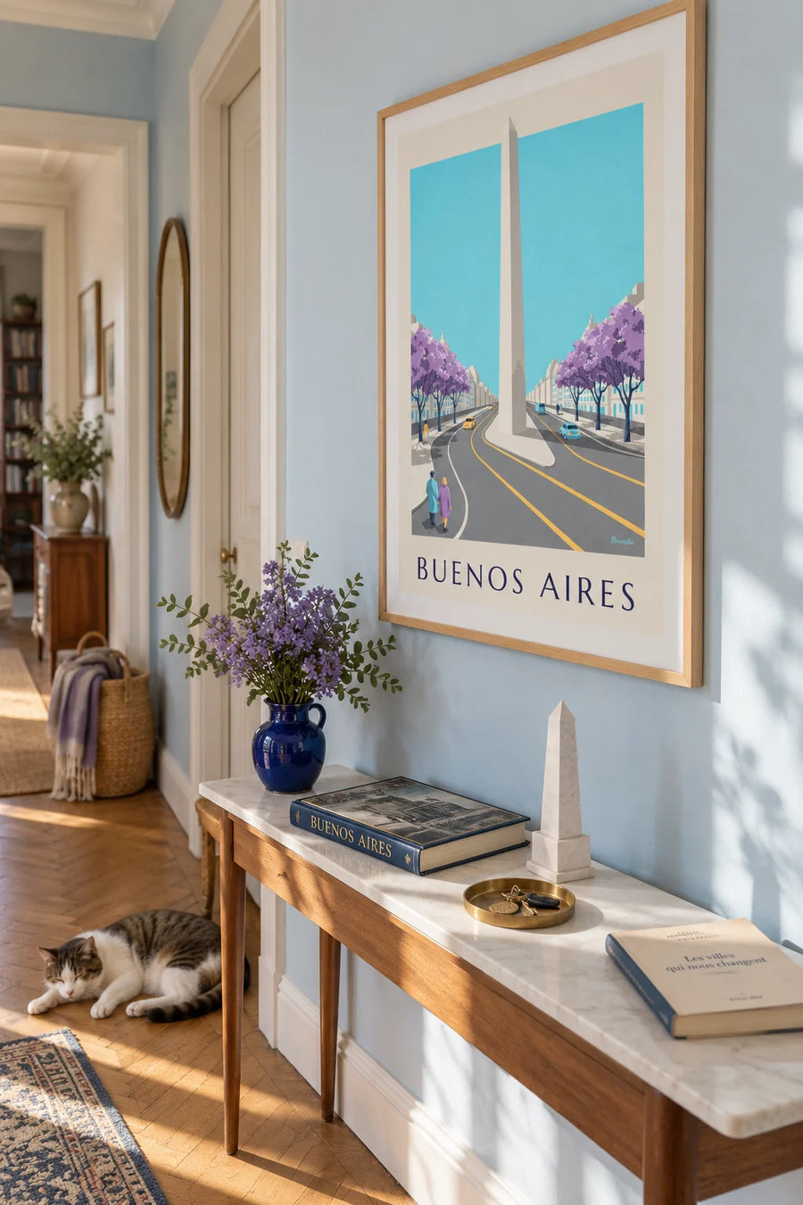 Poster of the obelisk on Avenida 9 de Julio in Buenos Aires: framed on the wall