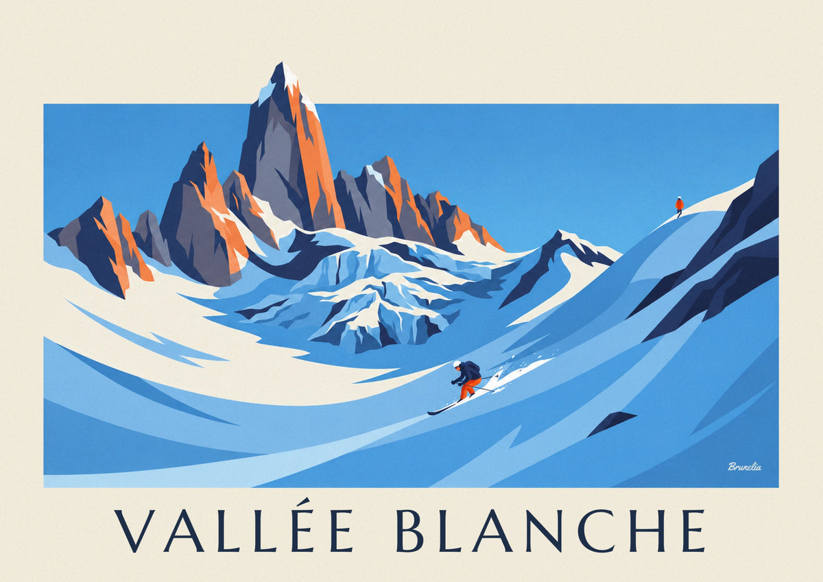 Off-piste skier on the Vallée Blanche glacier poster