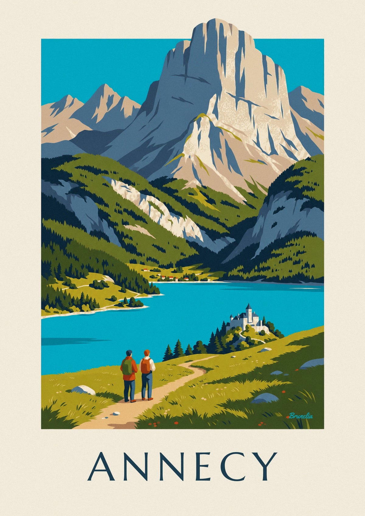 Affiche randonnée au-dessus du lac d'Annecy