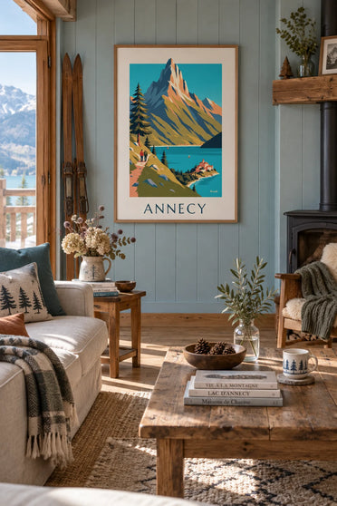 Poster of a hike above Lake Annecy: framed on the wall