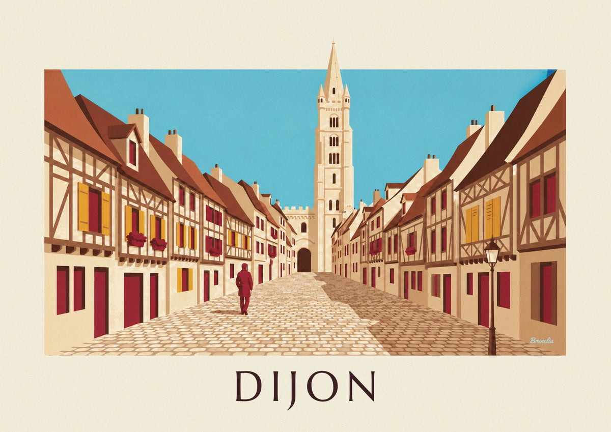 Medieval half-timbered houses of Dijon poster