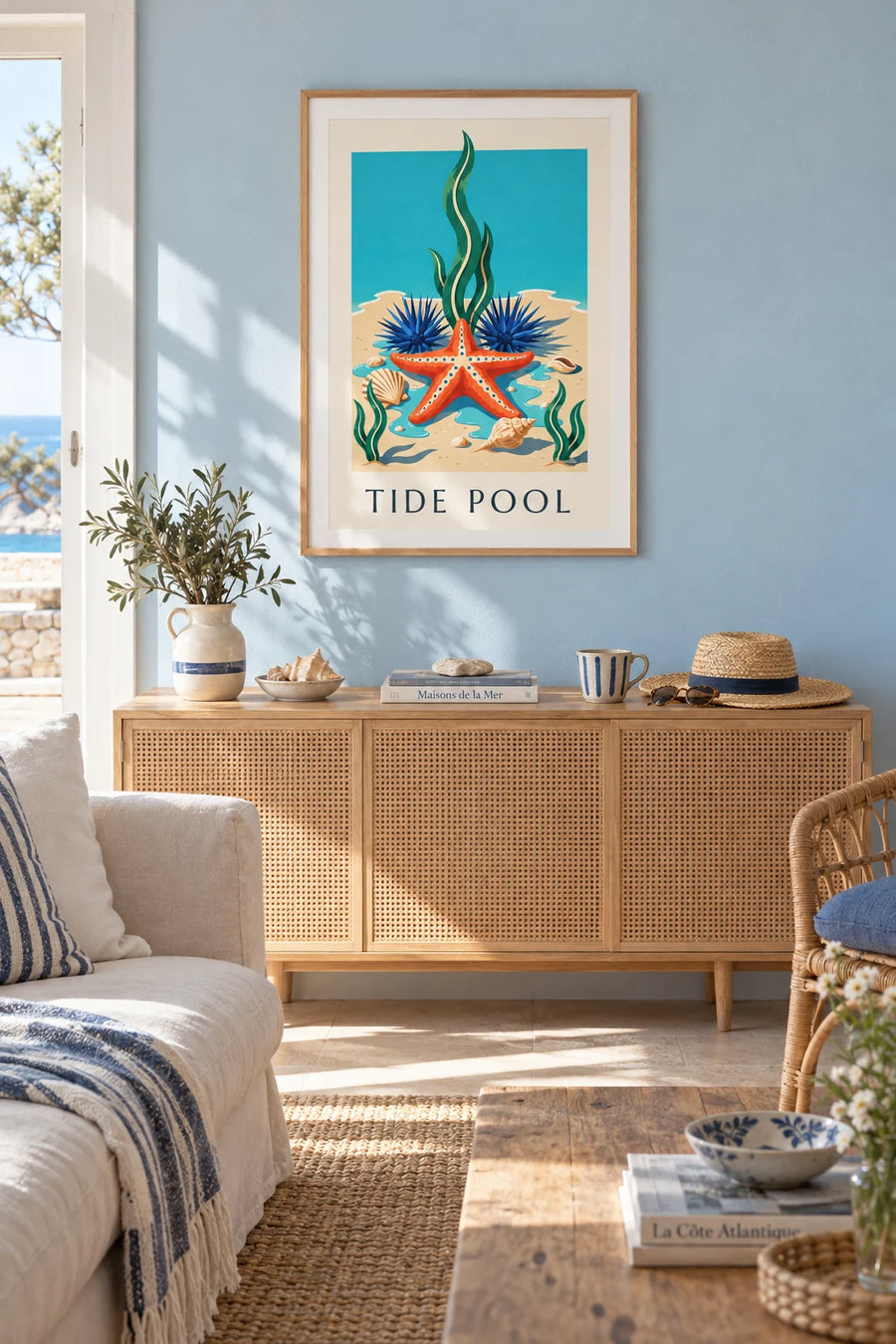 Affiche étoile de mer et faune marine de la côte du Cap : encadrée au mur