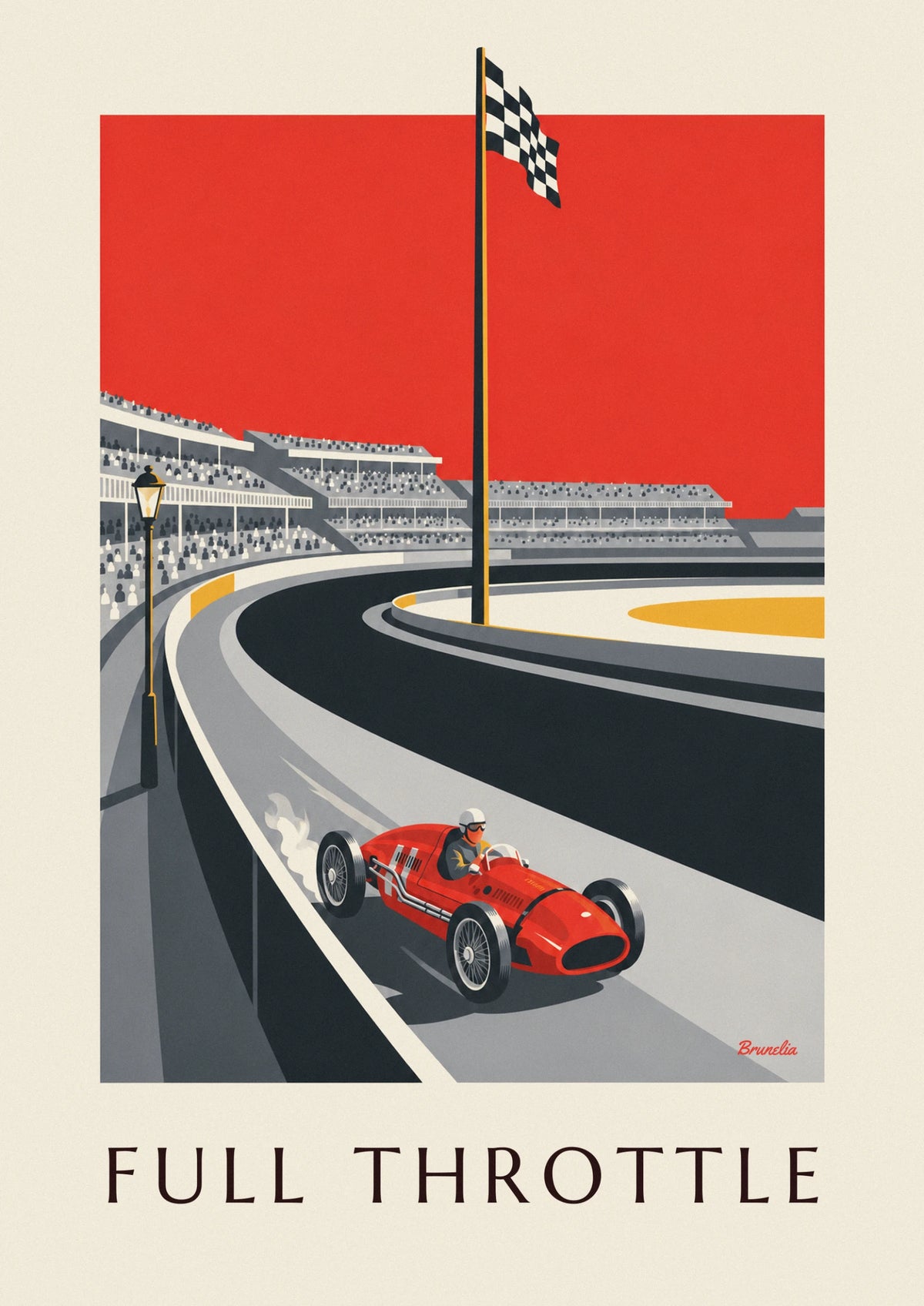 Grand Prix race car at full speed on the track poster