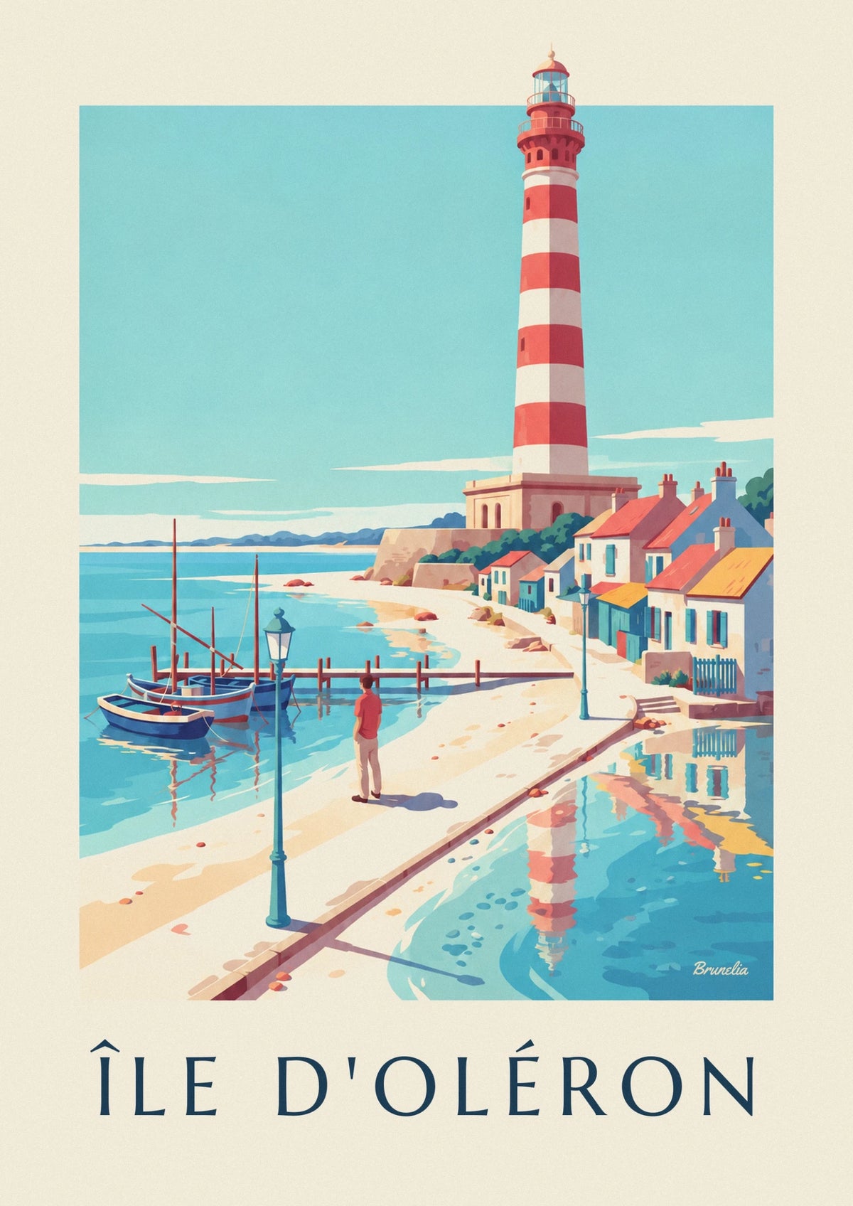 Île d’Oléron colorful seaside houses poster