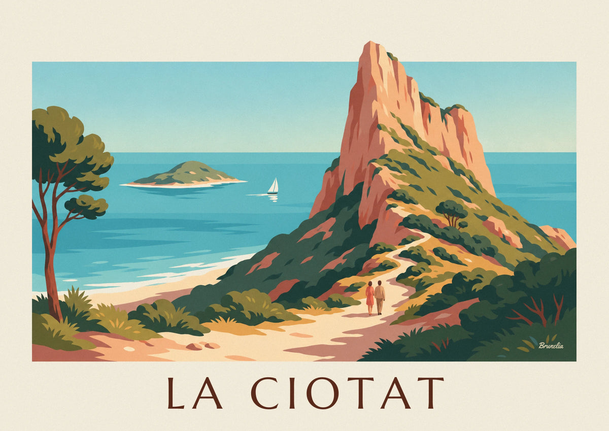 Affiche falaise du Bec de l'Aigle et île Verte à La Ciotat