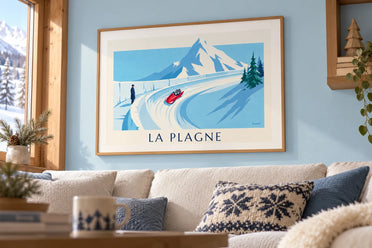 Affiche piste de bobsleigh olympique de La Plagne : encadrée au mur