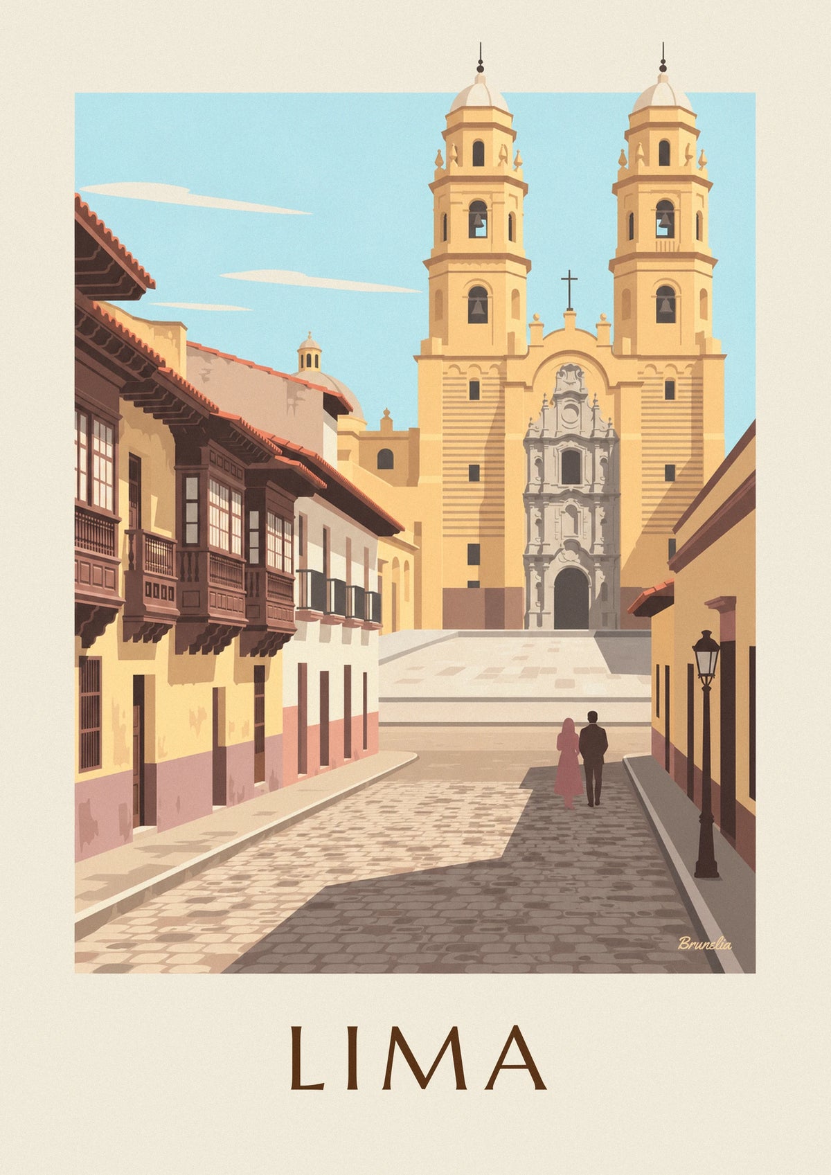 Affiche rue coloniale de Lima et basilique San Francisco