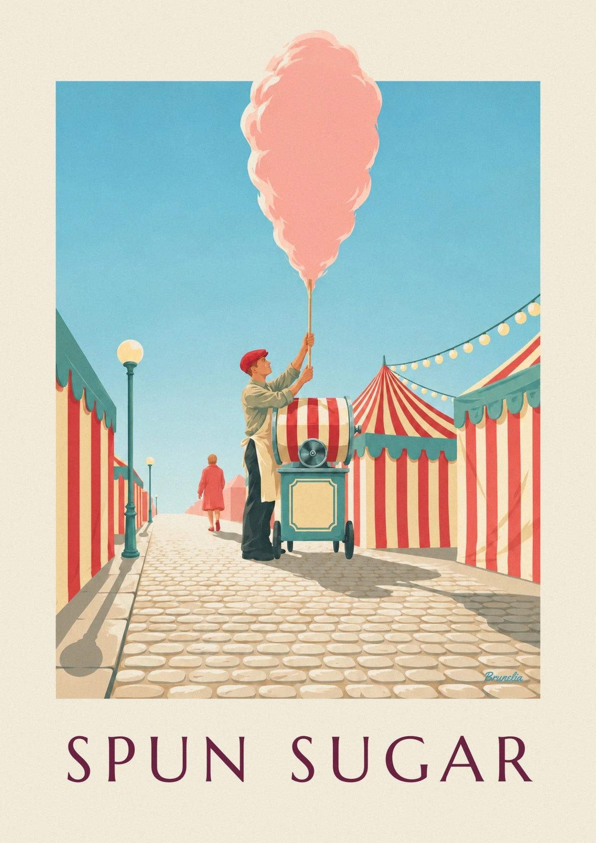 Fairground cotton candy machine poster