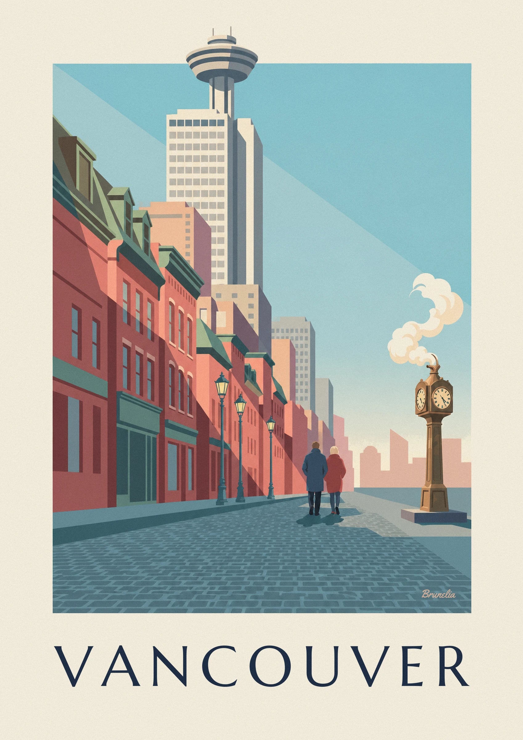 Plakat med dampuret i Gastown i Vancouver: nærbillede af detalje