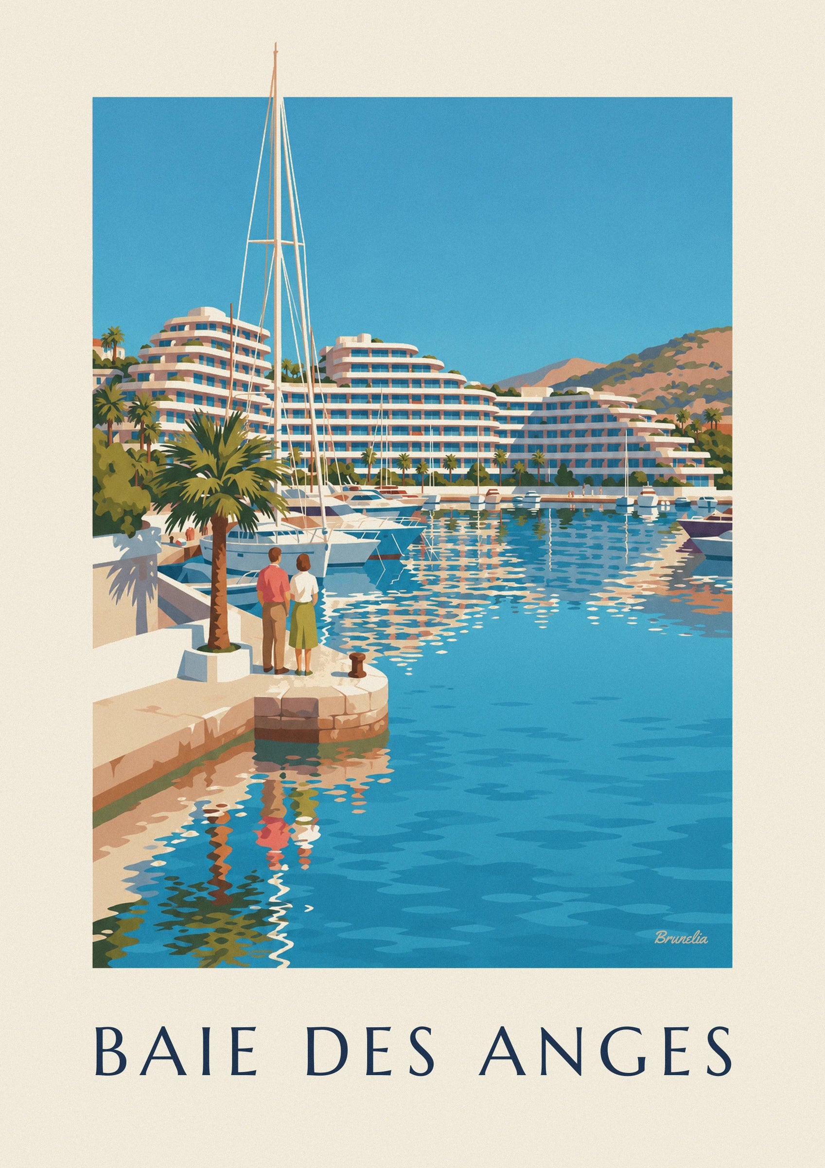 Plakat af marinaen Baie des Anges i Villeneuve-Loubet: nærbillede af detalje
