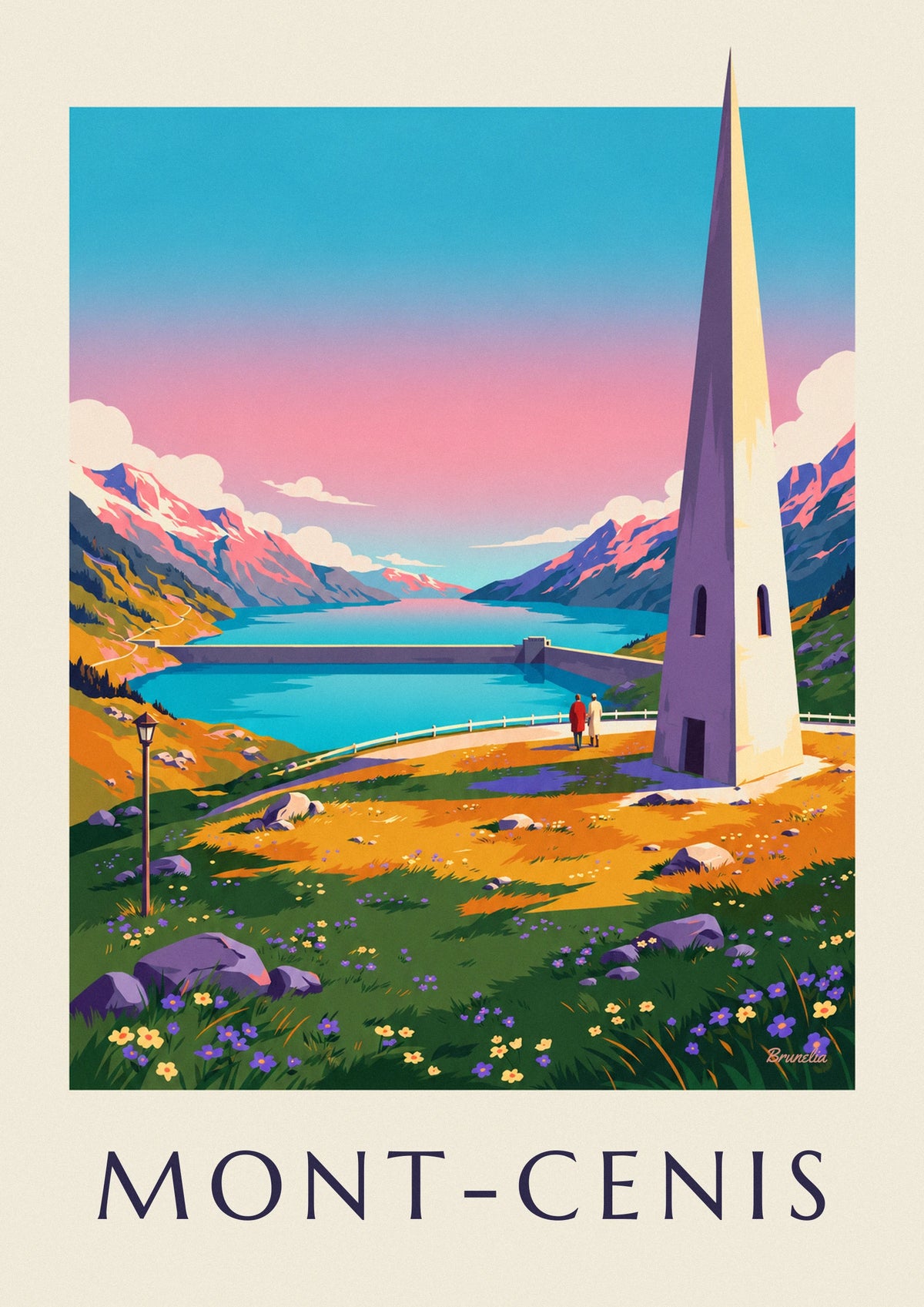 Mont-Cenis lake at sunset poster