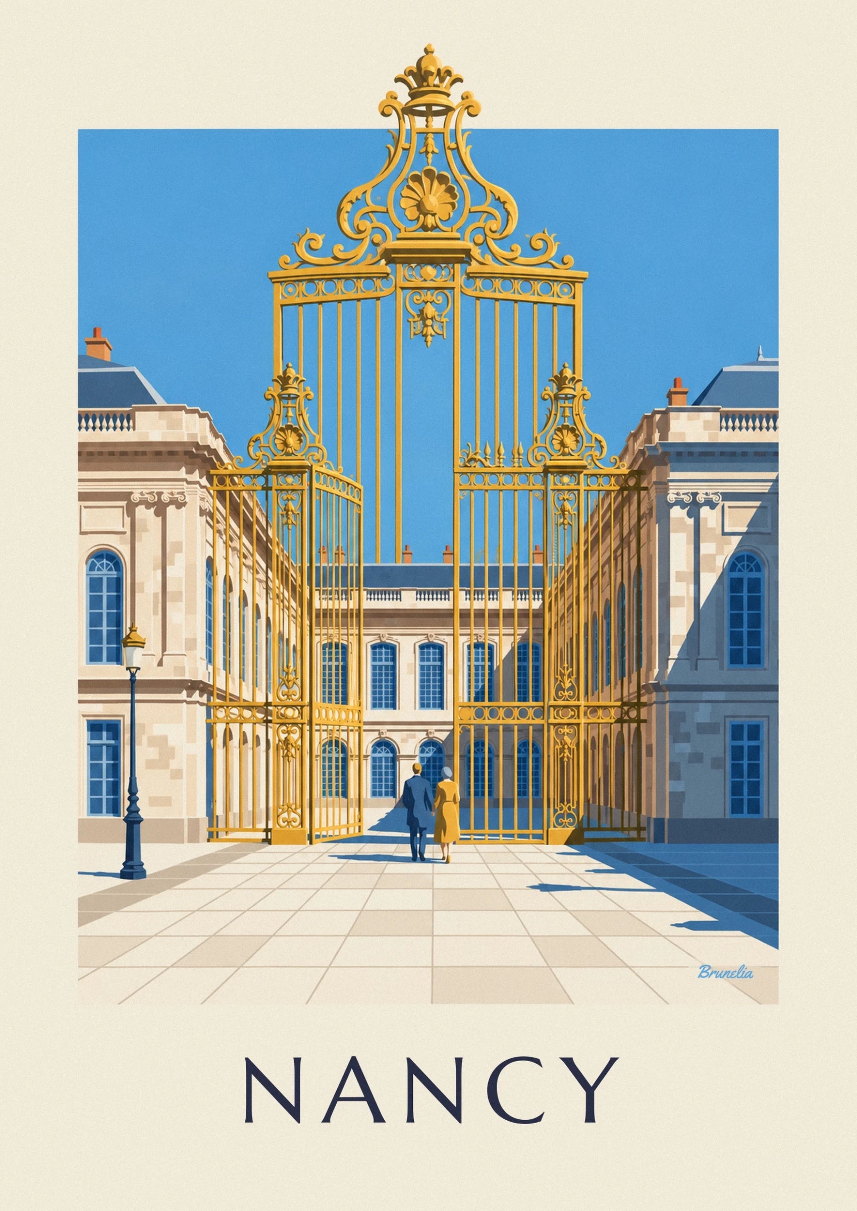 The golden scrollwork and shell motif on the gates of place Stanislas
