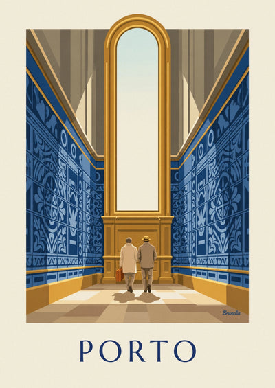 Affiche azulejos de la gare São Bento à Porto : l'affiche entière