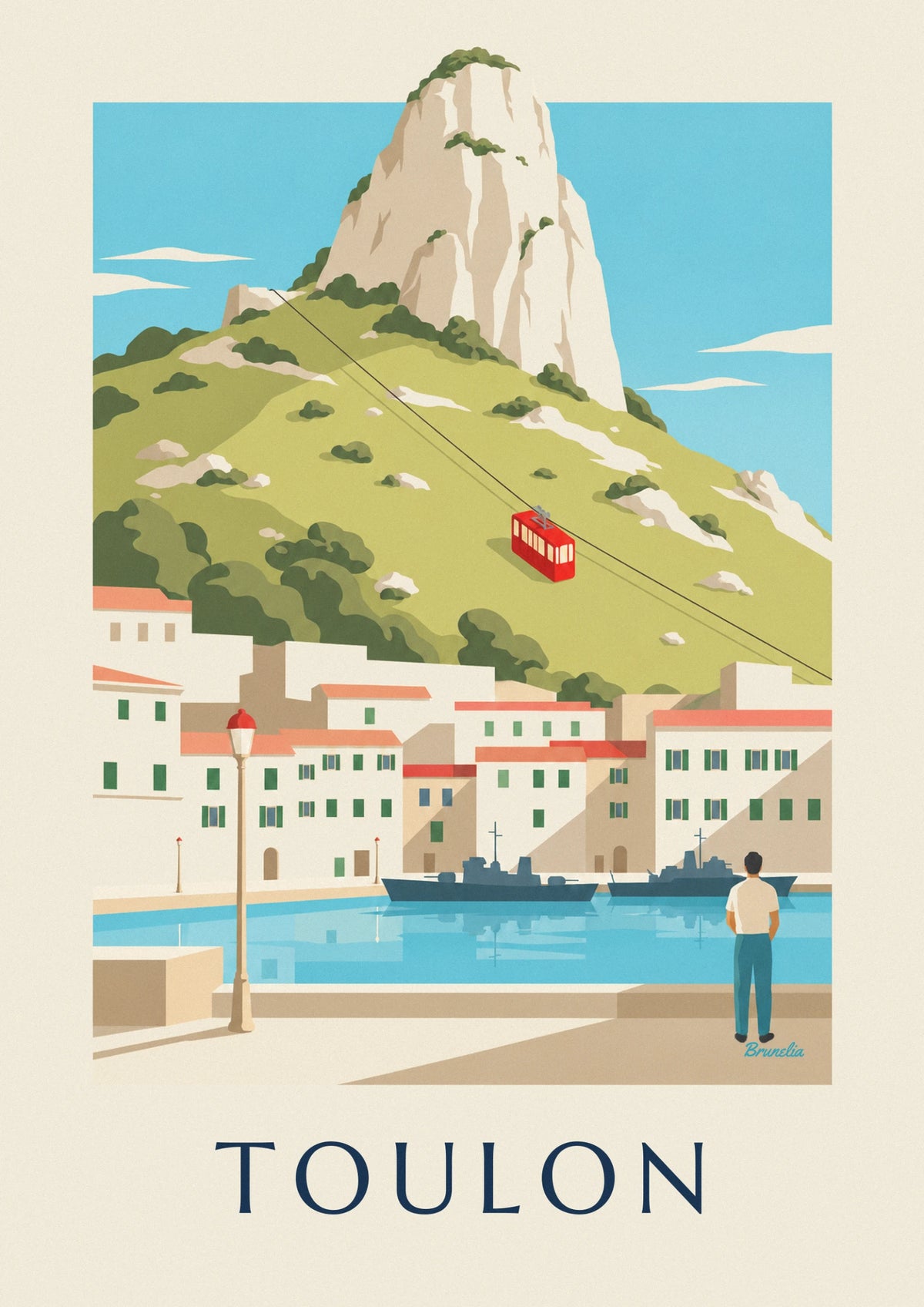 Affiche téléphérique du mont Faron au-dessus de Toulon