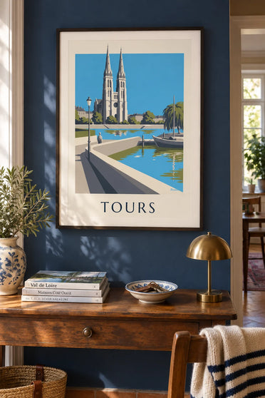 Poster of Tours Cathedral and the banks of the Loire: framed on the wall