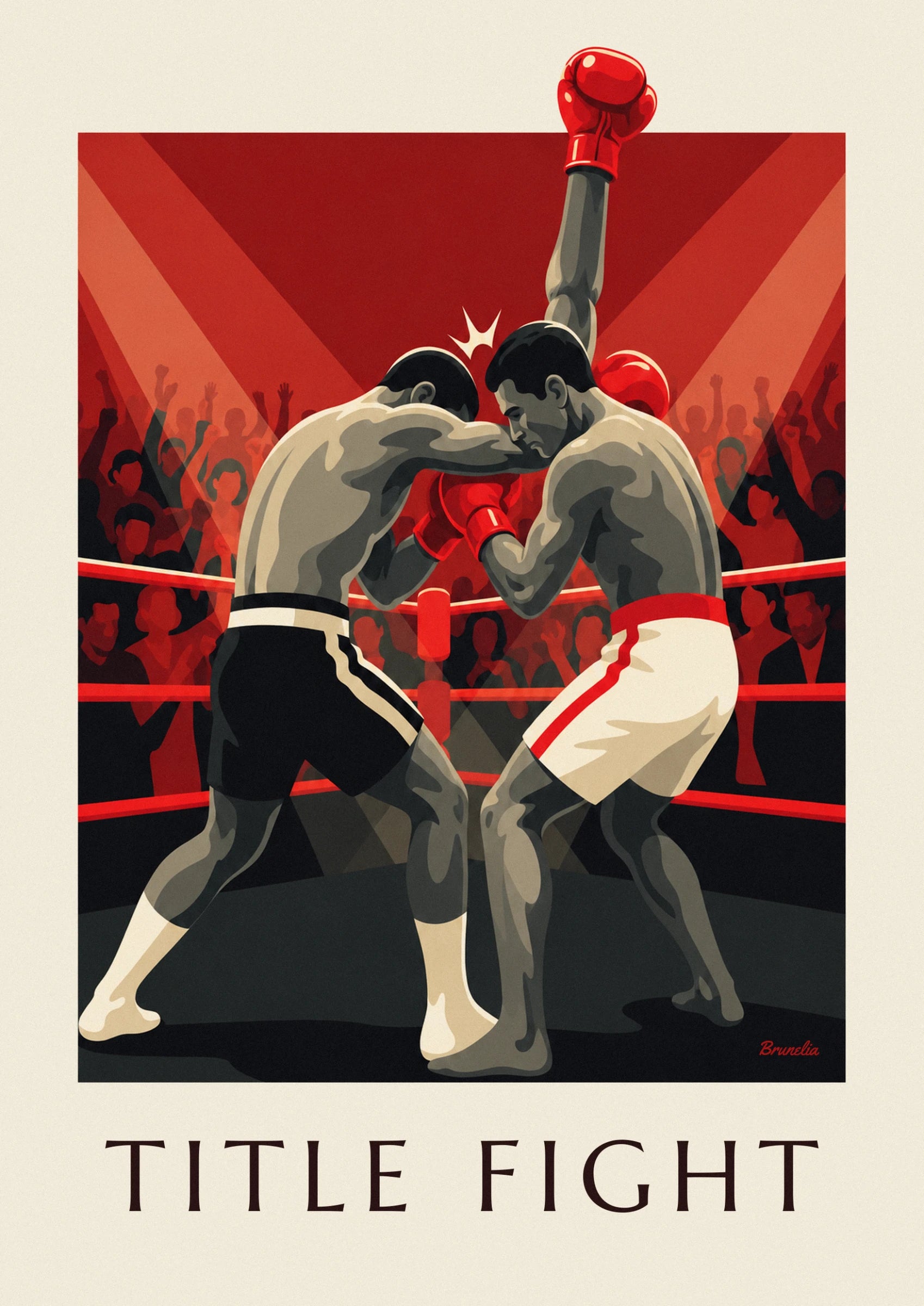 La foule en rouge et noir bras levés, derrière la corde rouge du ring