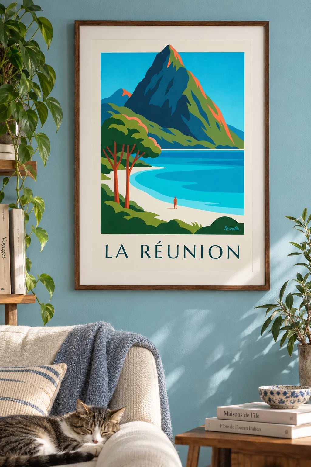Affiche lagon et Piton des Neiges à La Réunion i et rigtigt hjem