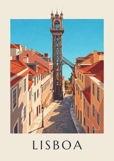 Affiche ascenseur de Santa Justa à Lisbonne : l'affiche entière